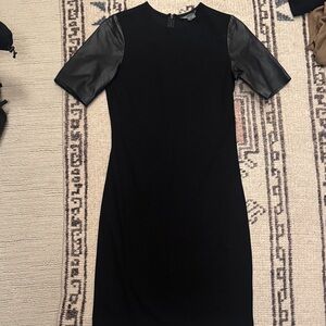 Vince Black Dress with Leather Sleeves